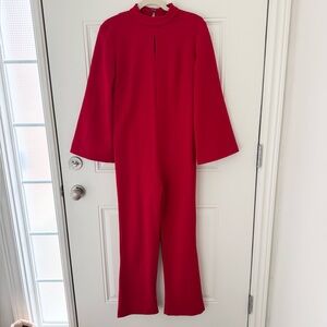 Vintage mod jumpsuit with mock neck and bell sleeves